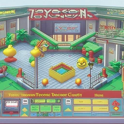 Videogame interface, 1990. Pokemon tycoon.