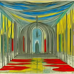 the evil false messiah escapes across the wet plain by Jasper johns