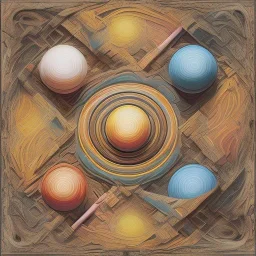 Wood, pastel colors, crepusculare, monde, ball cold, spirale, olive, spiner, brown, yelow, white, red, cubes, cups, abstract art,creme,