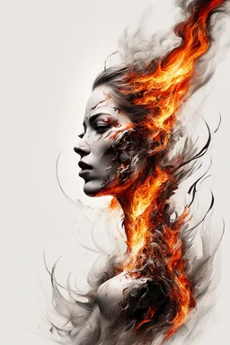 art, abstract, human, burning edges, (intense and emotional visual experience:1.5), (captivating and fiery ambiance:1.3), (dramatic and captivating essence:1.2), (fiery details:1.3), white background