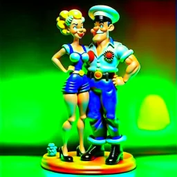 Popeye y su novia Oliva, arte estilo pop, calidad ultra, hiperdetallado, 64k, full body