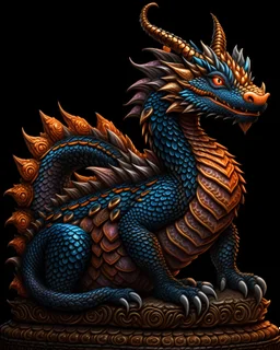 Cute handsome regal dragon by Jordan Nelson and Mingchen Shen. Trending on Artstation. Black scales . lighting, epic, 8k, highly detailed, centered, symmetry, painted, intricate, volumetric lighting, beautiful, rich deep colors masterpiece, sharp focus, ultra detailed, in the style of dan mumford and marc simonetti, astrophotography