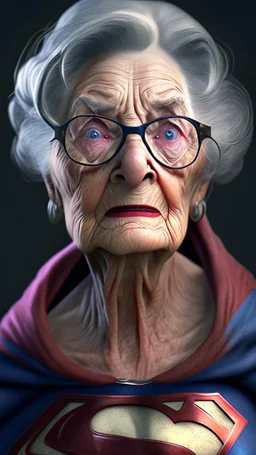 superman become old woman , ultra realistic, 4k, ultra detail, full body