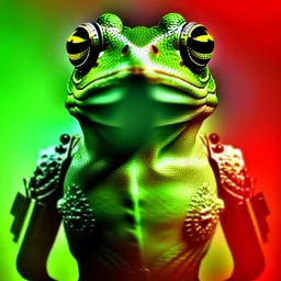 cyberpunk frog, smoking , green filter