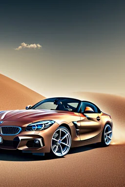 a realistic photo of a bmw z4,the car is spray painted with graffiti, desert background with sand storm to make the car stand out, colorful and stylish graffiti, 12k highly detailed and realistic , Masterpiece, dramatic product shot