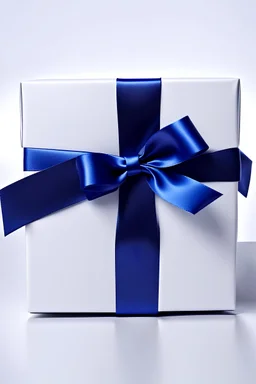 one white gift box with electric blue bow like finnish flag