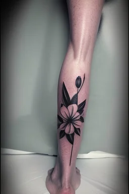 Small tattoo in the leg above the foot in the shape of the astra flower Photorealistic