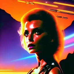 space, aliens 1986 movie, hot android woman, sunset