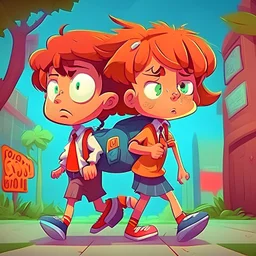 ir a la escuela dibujo animado 2d
