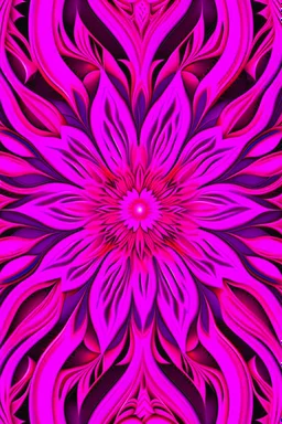 an ornate fuchsia and magenta color flower pattern ,3d render, art game,symmetrical --ar 16:9