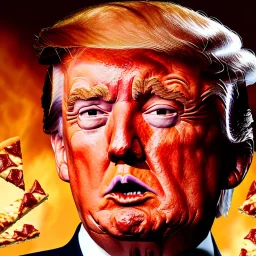 donald trump jumping on a pizza