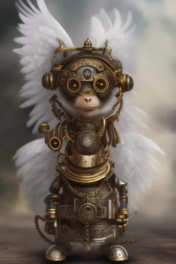 cute steampunk mechanical monkey with wings