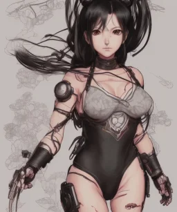 Detailed cute anime Kunoichi female using magic ,bodysuit, intricate details, full body portrait, keep head in frame, slight smile, black Japanese motif, concept art, highly detailed, digital painting, concept art, sharp focus, illustration, art by Yoji Shinkawa, WLOP and greg rutkowski and alphonse mucha and artgerm and yanjun Chen and Junji ito and Makoto Shinkai, HDR, octane render