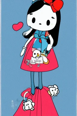 Portrait lady, full body shot, medium shot, style of sanrio