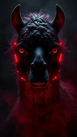 ,surrealism of the dark of a nightmare , hyper photorealistic, hyper detailed bright art color, high resolution, fog, octane render, tilt shift, HDRI Environment, all pictures dark gray, Lama face