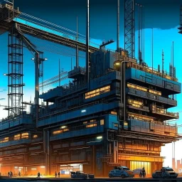 cyberpunk retro futuristic construction crain for comics