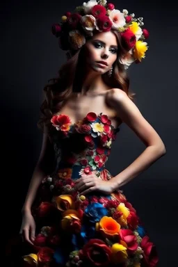 Woman flowers fashion dress