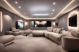 dedicated home cinema room with LED lighting in the walls make sure the room is completely symmetrical