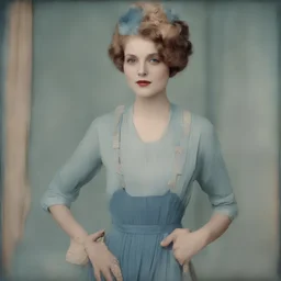 Billie dove, blue, autochrome, overalls