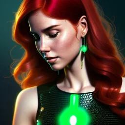 portrait of mary jane watson, red hair, green eyes, black tanktop, intricate, elegant, glowing lights, highly detailed, comic style, artstation, concept art, smooth, sharp focus, illustration, art by wlop, mars ravelo and greg rutkowski