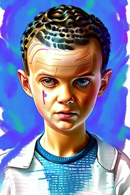 Waterbrush stranger things eleven with short hair illustration