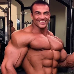 Male, steroid, bodybuilder, super heavy weight, massive, handsome, beautiful, front view, shredded, smile, poser face, handsome, v taper, over developed pecs, rouged, super heavy weight bodybuilder, Mr olympia, go model, male model, twenty-five years old, White man