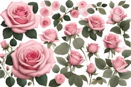 Pink rose flowers pack, high quality png images,journalling, scrapbooking, digital ephemera, flower stickers, commercial use