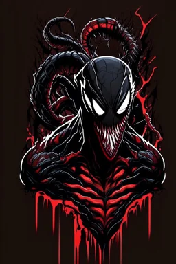 vector art, venom deadpool hybrid, illustration, black background, Vectorstock, flat