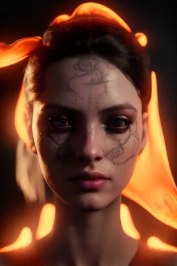 portrait of samantha prince set in fire, cinematic lighting, photorealistic, ornate, intricate, realistic, detailed, volumetric light and shadow, hyper HD, octane render, unreal engine insanely detailed and intricate, hypermaximalist, elegant, ornate, hyper-realistic, super detailed --v 4