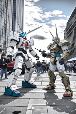 A real life Gundam fighting a kaiju in New York City