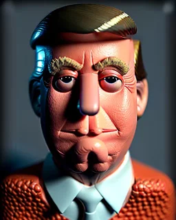 Waist up Portrait, Donald trump muppet, Sesame Street style, retro style, photo studio, unreal engine 5, god lights, ray tracing, RTX, lumen lighting, ultra detail, volumetric lighting, 3d.