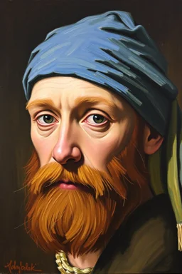 Vincent Van Stahp facial portrait, oil on canvas by Flan Ders