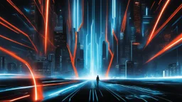 tron legacy movie, city of lights blue, red and orange, programs,