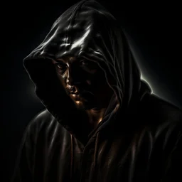 hooded figure, born into darkness