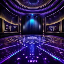 a luxury night club dance stage with nice fractal patterns on floor