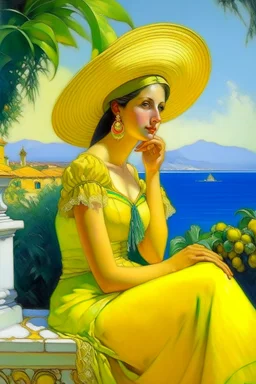 mexican cote d'azur woman yellow Neoclassicism mexican