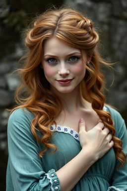 a pretty fantasy woman, young, ginger, maternal