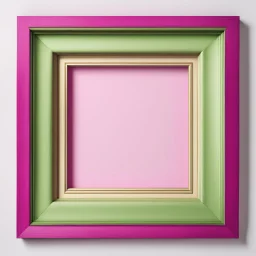 Square picture frame in magenta with green on light background