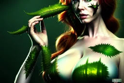 Christina Hendricks like poison ivy in her hand a mask