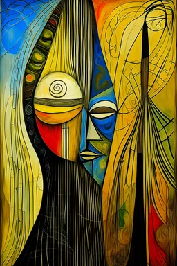 Style by Gabriel Pacheco and Joan Miro and Clive Barker, abstract surreal art, a metaphorical representation of an ephemeral trianglular relationship to rivalry, lunatic grass shine textures, surreal masterpiece, juxtaposition of the uncanny and the banal, sharp focus, weirdcore, never-before-seen