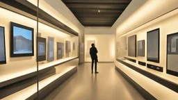 Interactive display screens in the Naqshahat Museum showroom, measuring 10 meters by 14 metres