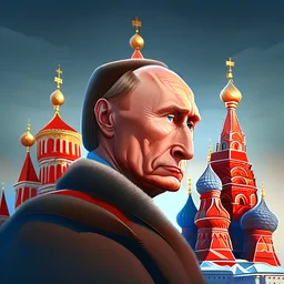 cartoon of President putin in the Kremlin detallada obra de arte 4k