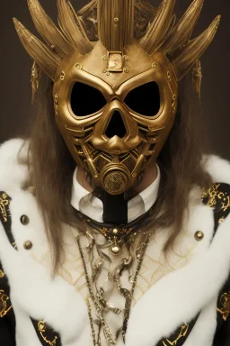 Realistic geometric shape anime black metal corpsepaint Slipknot Joey mask god with golden crown