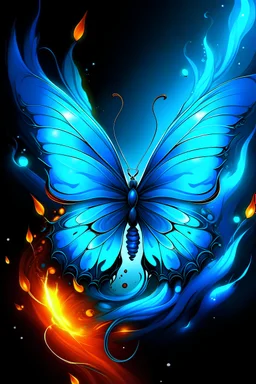 borboleta azul de fogo azul capa de musica deseno animado furacão