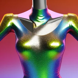 Glittery rainbow dress on mannequin