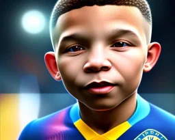 Kylian Mbappé as a child, baby face portrait, smile, 8k resolution