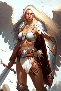 female traveler aasimar barbarian