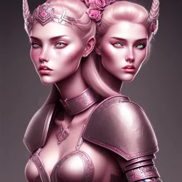 lady warrior with pink top and rose