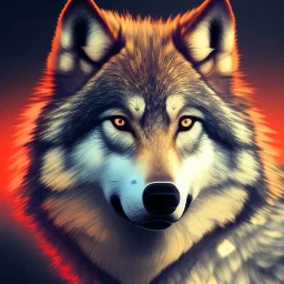 Wolf, red, orange, yellow, green, blue, purple, masterpiece, expert, 8K, hyperrealism, sharp focus, cinematic lighting