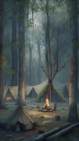 medieval camp in the woods